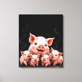 Pig Artwork – Mother Pig & Piglets Leinwanddruck (Vorderseite)