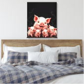 Pig Artwork – Mother Pig & Piglets Leinwanddruck (Insitu (Schlafzimmer))