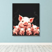 Pig Artwork – Mother Pig & Piglets Leinwanddruck (Insitu (Holzboden))