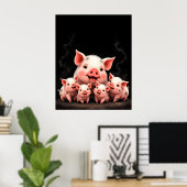 Pig Artwork – Mother Pig & Piglets Poster (Heimbüro)