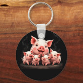 Pig Artwork – Mother Pig & Piglets Schlüsselanhänger (Rückseite)