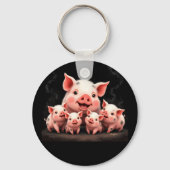 Pig Artwork – Mother Pig & Piglets Schlüsselanhänger (Rückseite)
