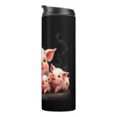 Pig Artwork – Mother Pig & Piglets Thermosbecher (Nach rechts gedreht)