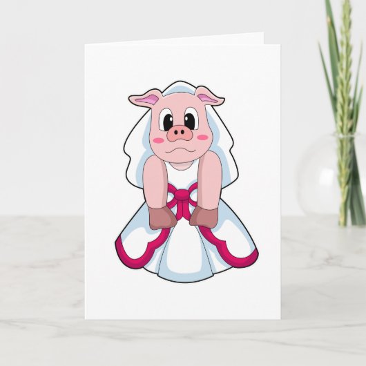Pig as Bride with Wedding dress Karte (Vorderseite)