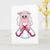 Pig as Bride with Wedding dress Karte (Gelbe Blume)