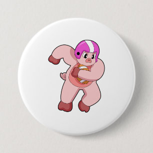 Pig at Football Sports Button
