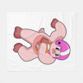 Pig at Football Sports Fleecedecke (Vorderseite (Horizontal))