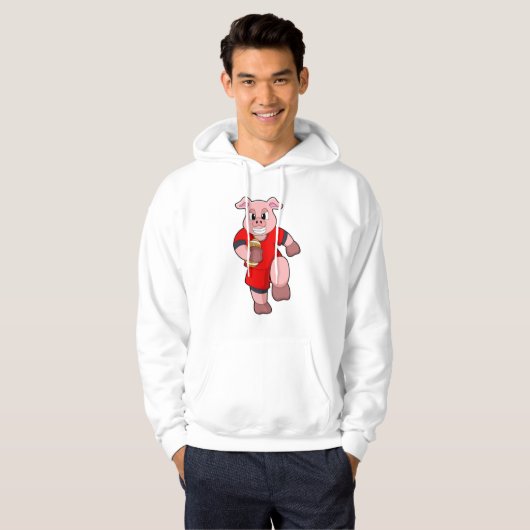 Pig at Football Sports Hoodie (Vorne ganz)