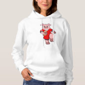 Pig at Football Sports Hoodie (Vorderseite)