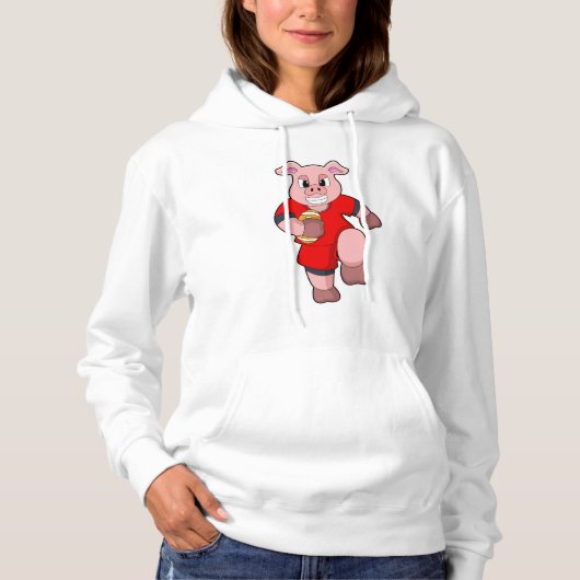 Pig at Football Sports Hoodie (Vorderseite)