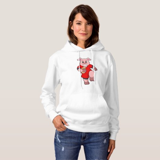 Pig at Football Sports Hoodie (Vorne ganz)