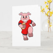 Pig at Football Sports Karte (Gelbe Blume)