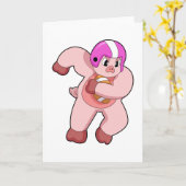 Pig at Football Sports Karte (Gelbe Blume)