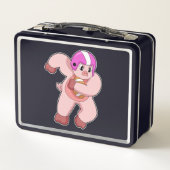 Pig at Football Sports Metall Brotdose (Rückseite)