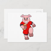 Pig at Football Sports Postkarte (Vorne/Hinten)