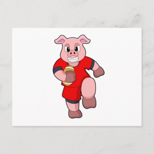 Pig at Football Sports Postkarte (Vorderseite)