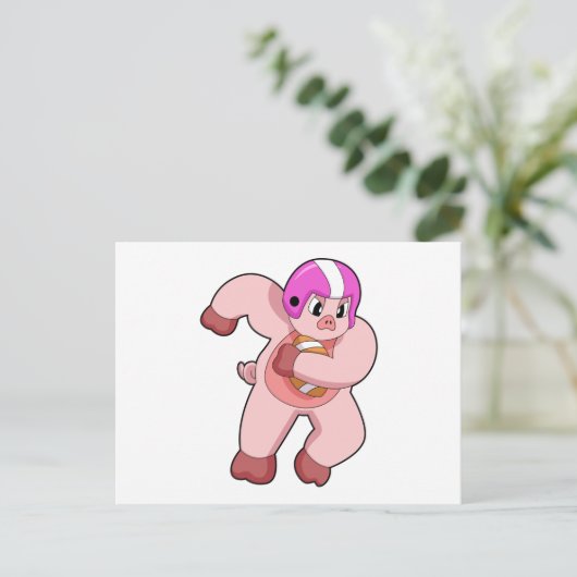 Pig at Football Sports Postkarte (Stehend Vorderseite)