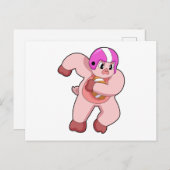 Pig at Football Sports Postkarte (Vorne/Hinten)