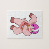 Pig at Football Sports Puzzle (Horizontal)