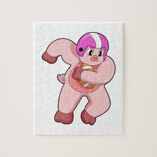 Pig at Football Sports Puzzle (Vertikal)