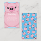 Pig Baby Dusche Farm Blue Boy Begleitkarte (Vorne/Hinten)