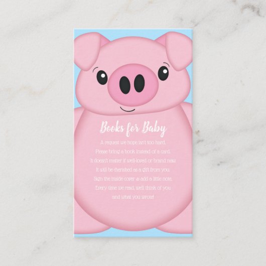 Pig Baby Dusche Farm Blue Boy Begleitkarte (Vorderseite)