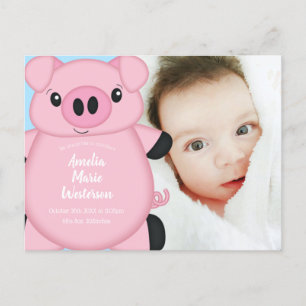 Pig Baby Dusche Farm Blue Boy Postkarte