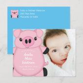Pig Baby Dusche Farm Blue Boy Postkarte (Vorne/Hinten)