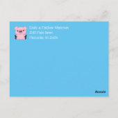 Pig Baby Dusche Farm Blue Boy Postkarte (Rückseite)