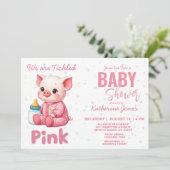 Pig Baby Dusche Pink Girl Farm Einladung (Stehend Vorderseite)