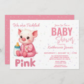 Pig Baby Dusche Pink Girl Farm Einladung (Vorne/Hinten)