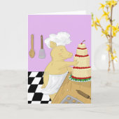 Pig Baker Grußkarte Karte (Gelbe Blume)