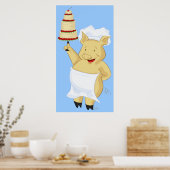 Pig Baker Holding Cake Poster Print (Küche)