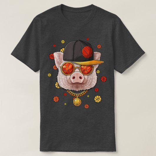 Pig Basketball Team Bauer Ball Player Trainer Spur T-Shirt (Design vorne)
