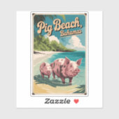 Pig Beach Bahamas Art Vintag Aufkleber (Blatt)