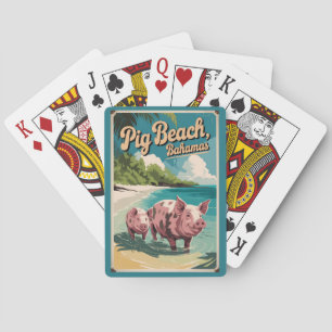 Pig Beach Bahamas Art Vintag Spielkarten
