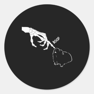 Pig Beängstigend Skeleton Hand Boop Funny Spooky H Runder Aufkleber
