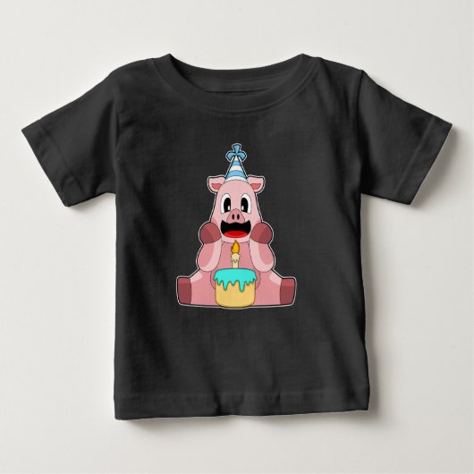 Pig Birthday Candle Cake Baby T-shirt (Vorderseite)