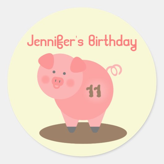 Pig Birthday Party Sticker (Vorderseite)