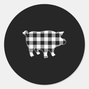 Pig Black & White Buffalo Kariert Merry Christ Runder Aufkleber