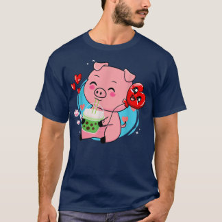 Pig Boba Tea Bubble Tea Kawaii Anime Japanischer N T-Shirt