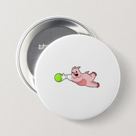 Pig Bowling Bowling Button (Vorne & Hinten)