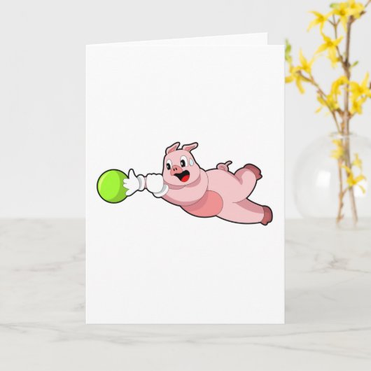 Pig Bowling Bowling Karte (Gelbe Blume)
