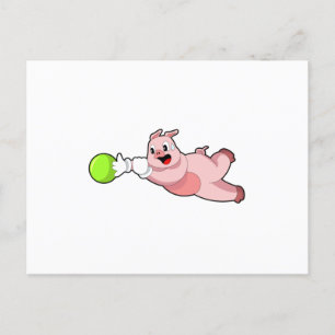 Pig Bowling Bowling Postkarte
