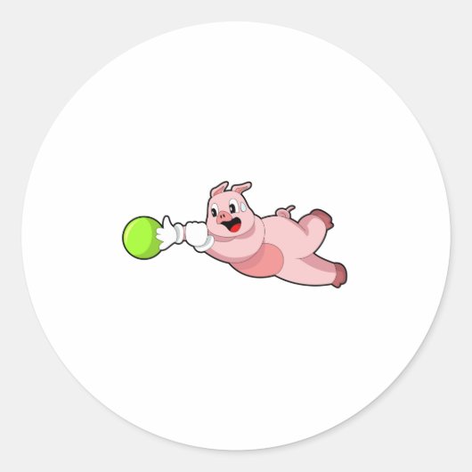 Pig Bowling Bowling Runder Aufkleber (Vorderseite)
