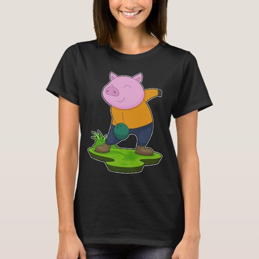 Pig Bowling Bowling Sports T-Shirt (Vorderseite)