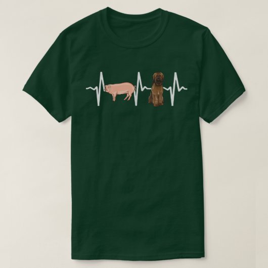 Pig Briard Heartbeat Dog Lover T-Shirt (Design vorne)