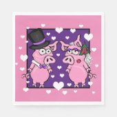 Pig Brie and Groom Paper Napkins Hochzeitsfeier Serviette (Vorderseite)