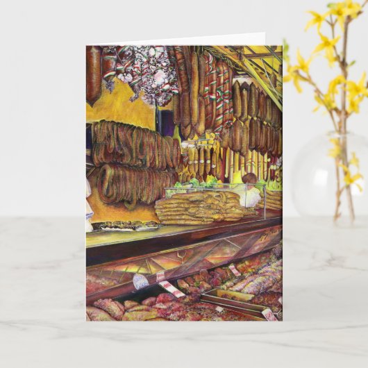 Pig, Budapest Grußkarte Karte (Gelbe Blume)