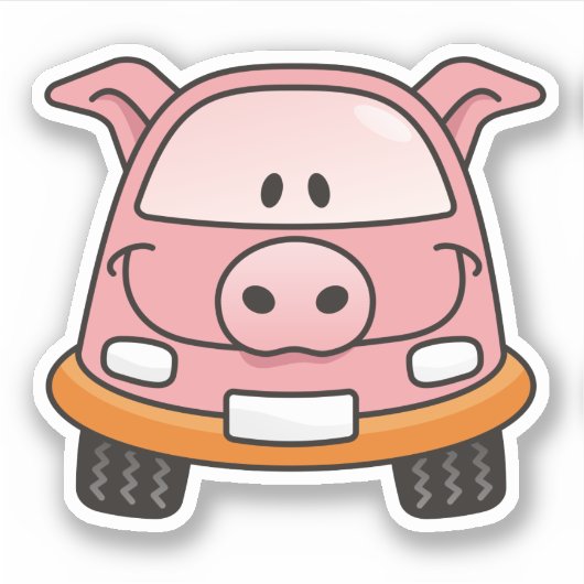 Pig Cartoon Car Aufkleber (Vorderseite)